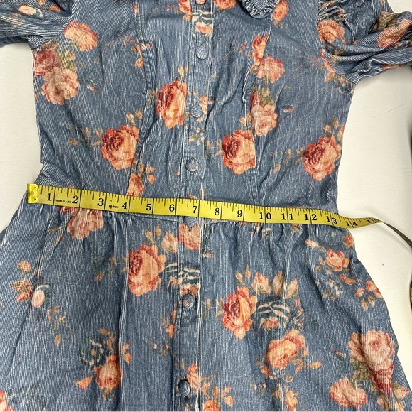 LoveShack Fancy Breyer corduroy Floral Denim Dress size 0 - Picture 8 of 12